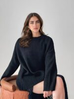 انواع لباس بافت زنانه ساده جدید برند bisou 4630