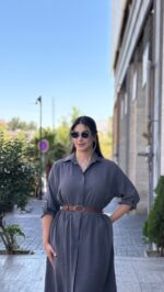 پیراهن بلند کمربند دار ترک برند perry